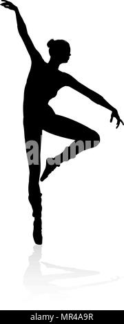 Dancing Ballerina Silhouette Illustrazione Vettoriale