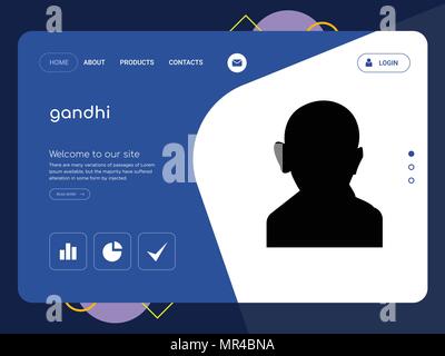 La qualità di una pagina Gandhi Website template EPS vettoriali, moderno Web Design con piatto e gli elementi di interfaccia utente illustrazione del paesaggio, ideale per landing page Illustrazione Vettoriale