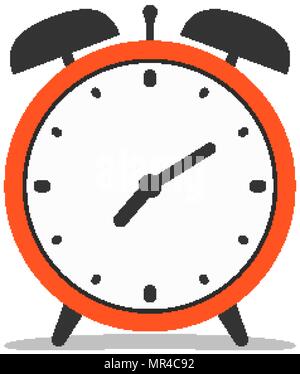 Rosso orologio meccanico. Tempo retrò dispositivo misuratore di illustrazione Illustrazione Vettoriale