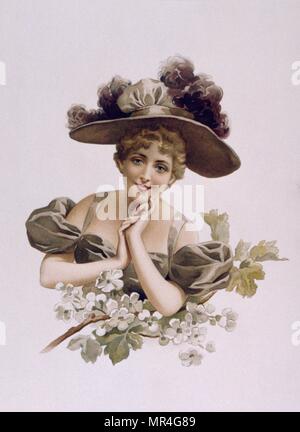 Francese art-deco, cartolina raffigurante una giovane donna 1900 Foto Stock