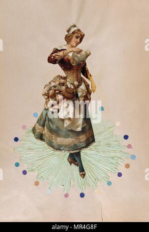 Francese art-deco, cartolina raffigurante una giovane donna 1900 Foto Stock