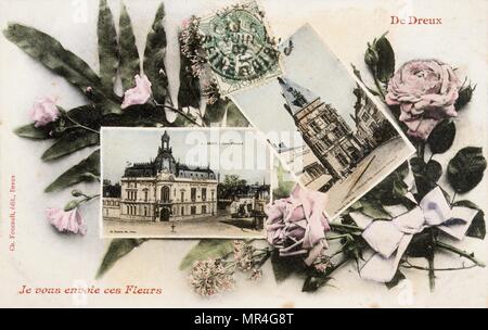 Cartolina francese con elementi floreali 1900 Foto Stock