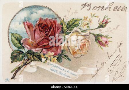 Cartolina francese con elementi floreali 1900 Foto Stock