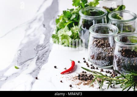 Varietà di peperoncini nero Foto Stock