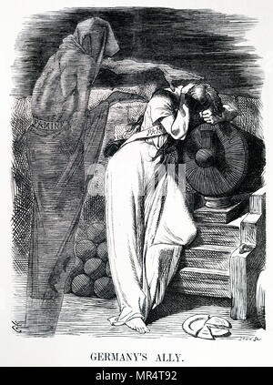 Cartoon commentando la guerra franco-prussiana. Parigi fu assediata dai prussiani e vi è stata una grave carenza di cibo. I prussiani furono usando la vecchia tattica di fame il francese nella presentazione. Illustrato da John Tenniel (1820-1914) un illustratore inglese, UMORISTA GRAFICO E fumettista politico. Datata del XIX secolo Foto Stock