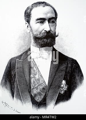 Ritratto di Marie François Sadi Carnot (1837-1894) uno statista francese ed ex presidente della Francia. Datata del XIX secolo Foto Stock