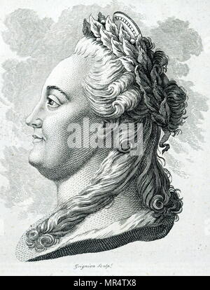 Ritratto di Caterina la Grande (1729-1796) imperatrice di Russia a partire da 1762 fino al 1796 il paese più lunga-pregiudiziale leader femmina. Datata xviii secolo Foto Stock