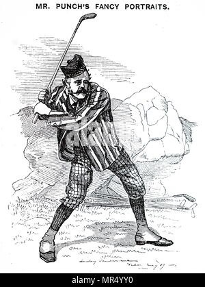 Illustrazione raffigurante Arthur Balfour giocando a golf. Arthur Balfour (1848-1930) un conservatore britannico politico che ha servito come primo ministro della Gran Bretagna. In data xx secolo Foto Stock