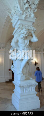 Fotografia della parte interna del Belvedere di Vienna, Austria. Il Belvedere è uno storico palazzo barocco, impostato in un parco barocco paesaggio nel terzo distretto della città, su spigolo sud-est del suo centro. Essa ospita il Museo Belvedere. Recante la data del XXI secolo Foto Stock