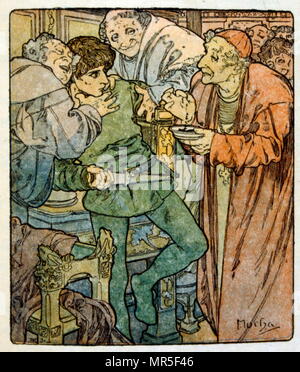 Illustrazione di Alphonse Mucha da "Clio" opera di autore francese Anatole France; 1900. Mucha (1860 - 1939); era un ceco di Art Nouveau pittore Foto Stock