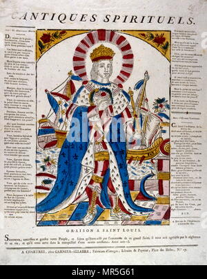 Il francese del XIX secolo illustrazione raffigurante Luigi IX (25 Aprile 1214 - 25 agosto 1270); comunemente noto come Saint Louis, era il re di Francia e una santa canonizzata. Foto Stock