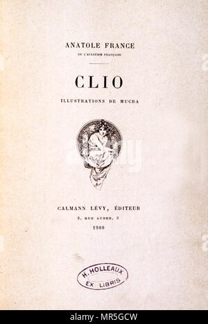 Pagina del titolo per il libro "Clio" (1900); dall'autore francese, Anatole France. Anatole France (1844 - 1924); fu un poeta francese, giornalista e scrittore. Foto Stock