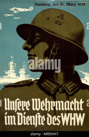 Winterhilfswerk des Deutschen Volkes (inverno sollievo del popolo tedesco), WHW, propaganda poster per la sua trasmissione annuale dal Nationalsozialistische Volkswohlfahrt (socialista nazionale benessere altrui organizzazione) per contribuire a finanziare il lavoro caritativo Foto Stock