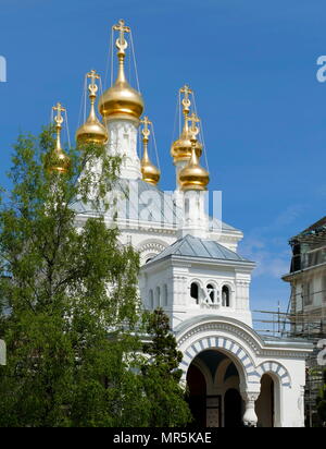 La Chiesa Russa, Ginevra, la Cattedrale de l'Esaltazione de la Sainte Croix. storica chiesa russa ortodossa di Ginevra in Svizzera. Gran duchessa Anna Fyodorovna, che risiedevano a Berna e Ginevra dopo che lei ha scelto di separare dal Granduca Costantino, ha fornito fondi per costruire la chiesa nel 1863; è stato disegnato da David Grimm e completato nel 1866 Foto Stock