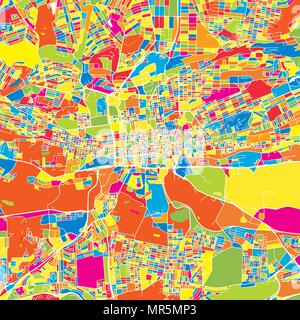 Johannesburg, Sud Africa, colorata mappa vettoriale. Strade bianche, ferrovie e acqua. Colore luminoso punto di riferimento forme. Stampa di arte pattern. Illustrazione Vettoriale