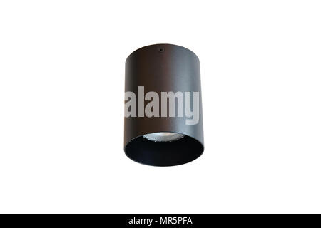 Nero faretto da incasso o a soffitto luce su sfondo bianco Foto Stock