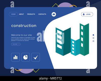 La qualità di una costruzione della pagina Web Template EPS vettoriali, moderno Web Design con piatto e gli elementi di interfaccia utente illustrazione del paesaggio, ideale per landing page Illustrazione Vettoriale