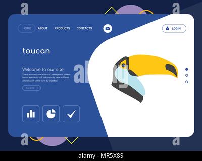 La qualità di una pagina sito web toucan modello EPS vettoriali, moderno Web Design con piatto e gli elementi di interfaccia utente illustrazione del paesaggio, ideale per landing page Illustrazione Vettoriale