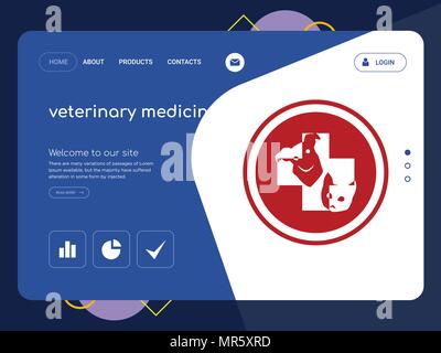 La qualità di una pagina di medicina veterinaria Website template EPS vettoriali, moderno Web Design con piatto e gli elementi di interfaccia utente illustrazione del paesaggio, ideale per landin Illustrazione Vettoriale