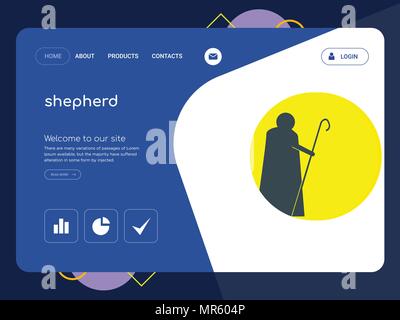 La qualità di una pagina pastore Website template EPS vettoriali, moderno Web Design con piatto e gli elementi di interfaccia utente illustrazione del paesaggio, ideale per landing page Illustrazione Vettoriale