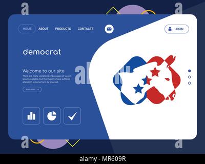 La qualità di una pagina democrat Website template EPS vettoriali, moderno Web Design con piatto e gli elementi di interfaccia utente illustrazione del paesaggio, ideale per landing page Illustrazione Vettoriale