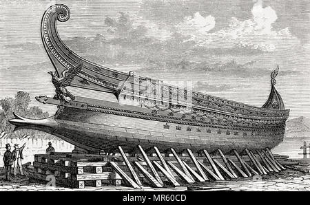 Un navale romana bireme, antico Impero Romano Foto Stock