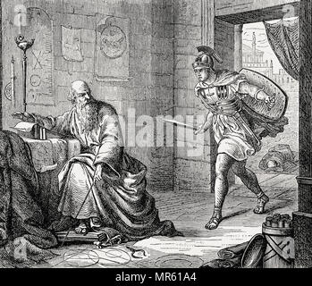 Morte di Archimede di Siracusa, c. 287 - c. 212 BC, un greco matematico, fisico, ingegnere, inventore e astronomo Foto Stock