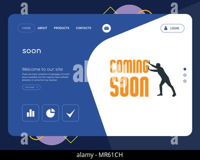 La qualità di una pagina sito web presto modello EPS vettoriali, moderno Web Design con piatto e gli elementi di interfaccia utente illustrazione del paesaggio, ideale per landing page Illustrazione Vettoriale