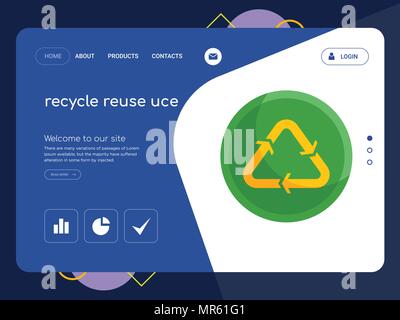 La qualità di una pagina riciclare riutilizzare uce Website template EPS vettoriali, moderno Web Design con piatto e gli elementi di interfaccia utente illustrazione del paesaggio, ideale per l'atterraggio Illustrazione Vettoriale