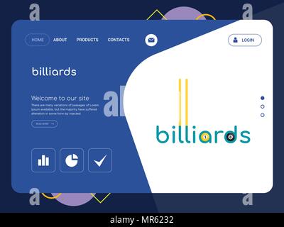 La qualità di una pagina biliardo Website template EPS vettoriali, moderno Web Design con piatto e gli elementi di interfaccia utente illustrazione del paesaggio, ideale per landing page Illustrazione Vettoriale