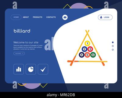 La qualità di una pagina del sito Web di biliardo modello EPS vettoriali, moderno Web Design con piatto e gli elementi di interfaccia utente illustrazione del paesaggio, ideale per landing page Illustrazione Vettoriale