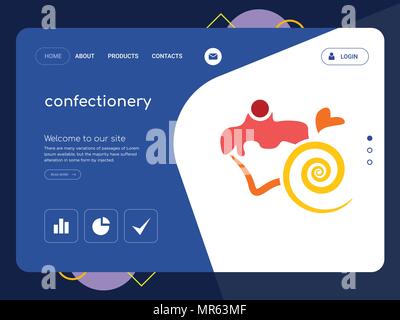 La qualità di una pagina del sito Web di pasticceria modello EPS vettoriali, moderno Web Design con piatto e gli elementi di interfaccia utente illustrazione del paesaggio, ideale per landing page Illustrazione Vettoriale