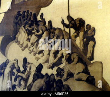 Pitture Murali in camera di consiglio, Palais des Nations, Ginevra (Svizzera). Sul soffitto e pareti. Dipinto nel 1936 dall'artista catalano José María Sert, erano un dono da parte del Governo di Spagna. Essi illustrano il progresso umano attraverso la salute, la tecnologia, la libertà e la pace. Questa è stata la casa della lega delle nazioni, e è presente luogo di incontro della Conferenza sul disarmo. Foto Stock