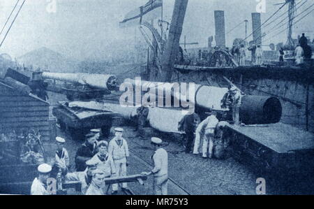 Attrezzare Old Royal Navy corazzate, per azione in stretto dei Dardanelli. Le operazioni navali nello stretto dei Dardanelli campagna (17 febbraio 1915 - 9 gennaio 1916) ha preso posizione contro l'Impero Ottomano durante la Prima Guerra Mondiale. Le navi della Royal Navy, francese Marine nationale, Imperiale Marina russa e il Royal Australian Navy, ha cercato di forzare le difese dei Dardanelli stretto. Foto Stock