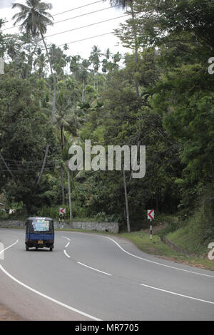 Udawalawa National Park/Sri Lanka - Aprile 7, 2018: tuk tuk corse su strada. Foto Stock