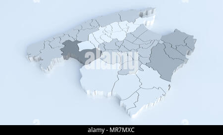 Mappa di Mallorca con tutte le aree. Altamente dettagliate in 3D rendering Foto Stock