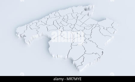 Mappa di Mallorca con tutte le aree. Altamente dettagliate in 3D rendering Foto Stock