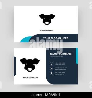 Faccia di maiale, business card modello di progettazione, visita per la vostra azienda, moderno creativo e pulire la carta di identità vettore Illustrazione Vettoriale