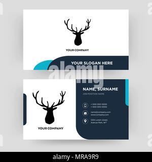 Testa di alce, business card modello di progettazione, visita per la vostra azienda, moderno creativo e pulire la carta di identità vettore Illustrazione Vettoriale