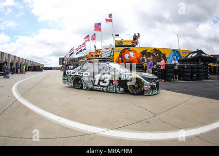 26 maggio 2018: Monster Energy Cup NASCAR driver della serie Ty Dillon (13) testa fuori per la Coca Cola 600 pratica. Concord, NC Jonathan Huff/CSM Credito: Cal Sport Media/Alamy Live News Foto Stock