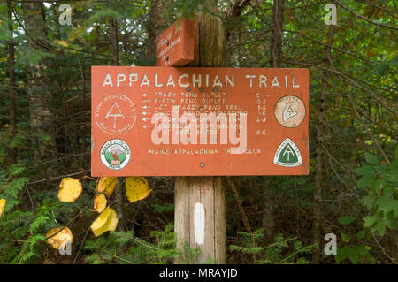 Appalachian Trail segno, Baxter State Park, Maine Foto Stock