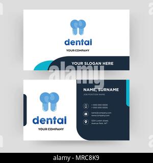 Dental, business card modello di progettazione, visita per la vostra azienda, moderno creativo e pulire la carta di identità vettore Illustrazione Vettoriale