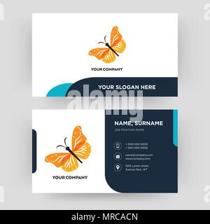 Farfalla monarca, business card modello di progettazione, visita per la vostra azienda, moderno creativo e pulire la carta di identità vettore Illustrazione Vettoriale