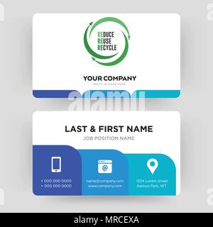 Uce riutilizzare riciclare, business card modello di progettazione, visita per la vostra azienda, moderno creativo e pulire la carta di identità vettore Illustrazione Vettoriale