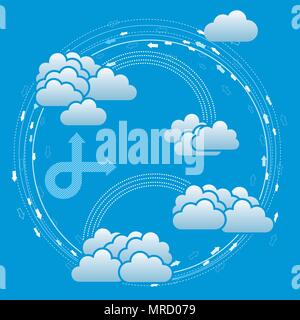 Il cloud computing concept design.lo sfondo è blu. Illustrazione Vettoriale
