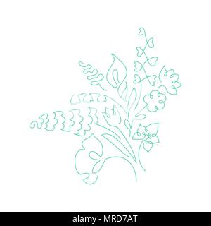 Bouquet fatto di linee continue fiori Illustrazione Vettoriale