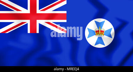 3D Bandiera del Queensland, Australia. 3D'illustrazione. Foto Stock