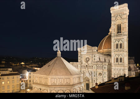 Battistero di San Giovanni, Cattedrale di Santa Maria del Fiore Cupola del Brunelleachi, il Campanile di Giotto, Firenze, Toscana, Italia, Europa Foto Stock