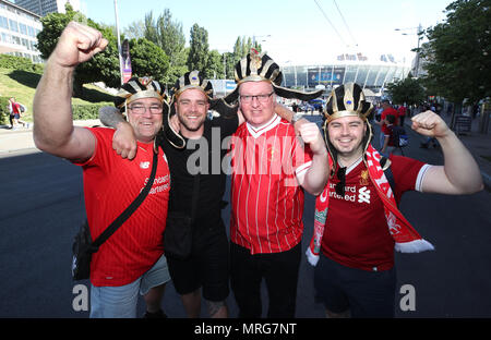 Liverpool prima per la finale di UEFA Champions League alla NSK Olimpiyskiy Stadium, Kiev. Foto Stock