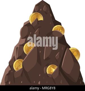 Crypto monete su sfondo bianco illustrazione Illustrazione Vettoriale